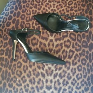 WHBM Black and accent white heels